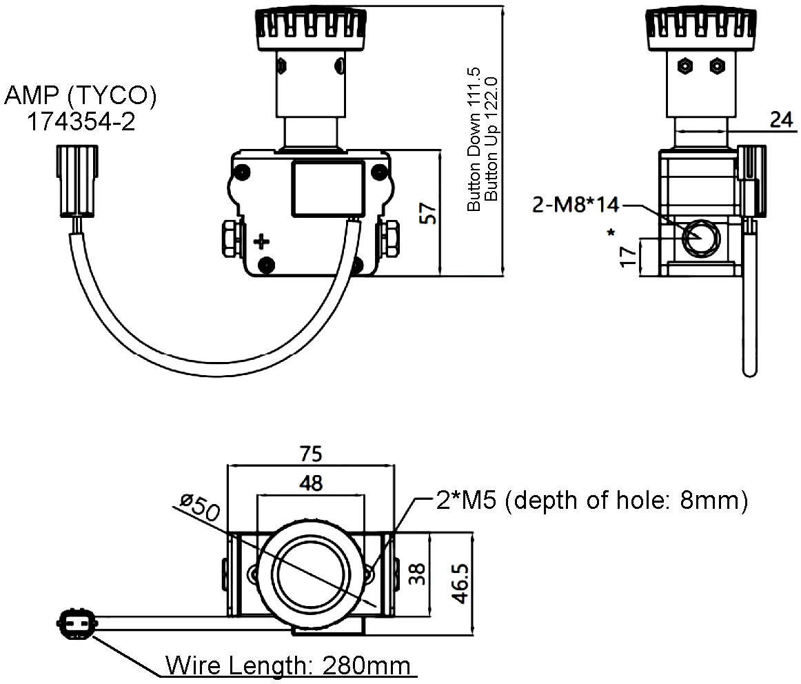 Dimensions of Emergency Power Disconnector ED350AB