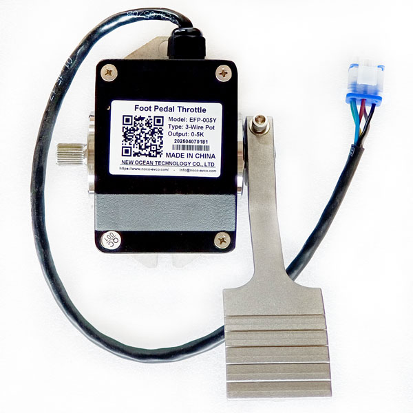 Marshell Passenger / Sightseeing Vehicle Foot Pedal Accelerator, 3-Wire 5K Pot Throttle, Model EFP-005Y, With AMP Waterproof Connector