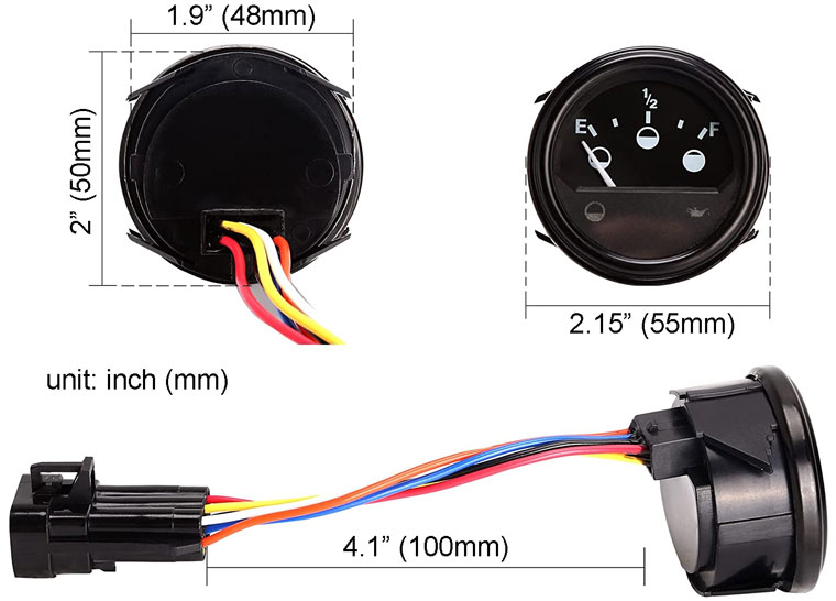 Dimensions of EZGO Battery Indication 612314