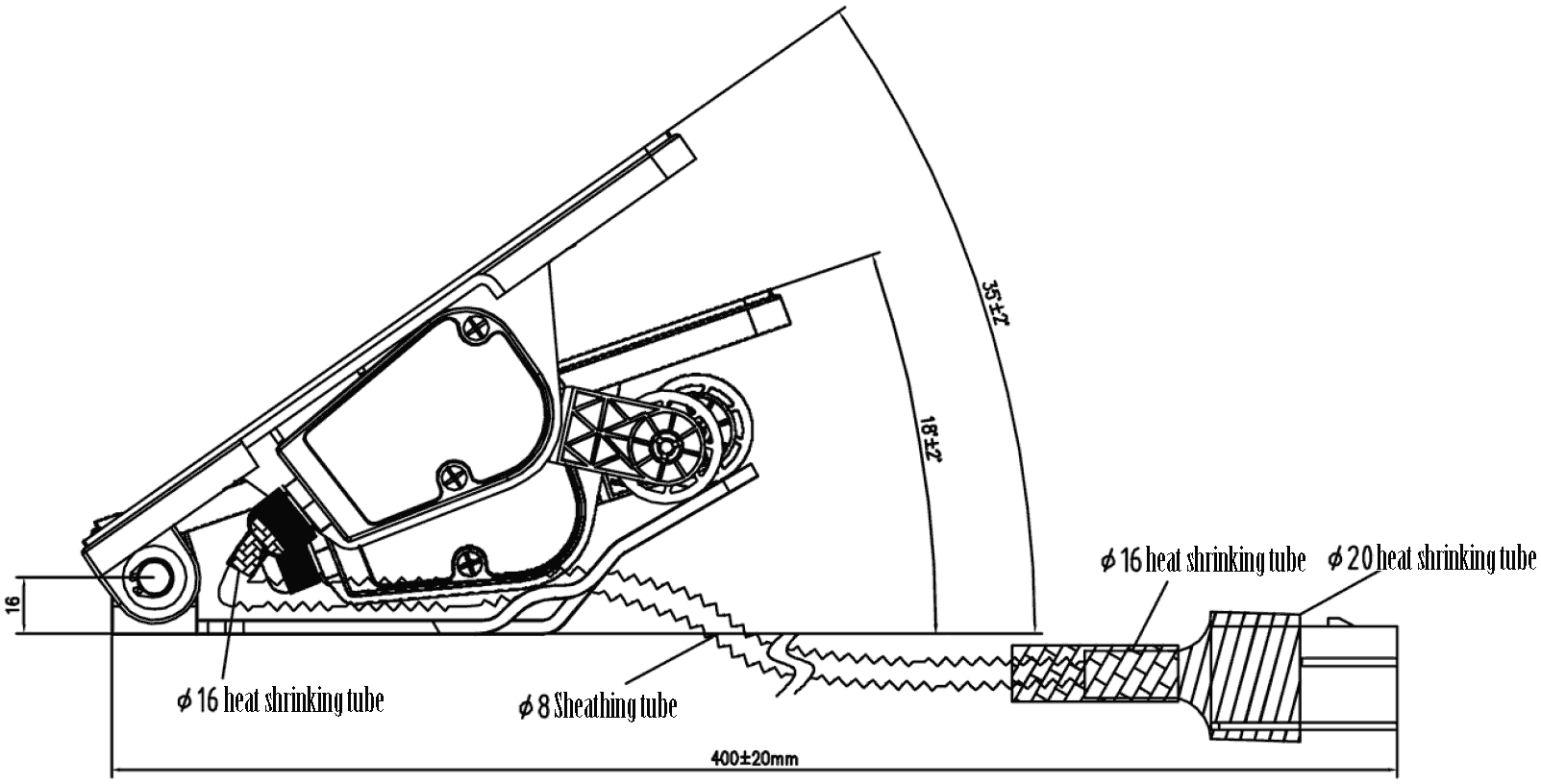 Dimenison Diagram of JIACHEN Foot Pedal Accelerator JCTH-1201, Throttle Body