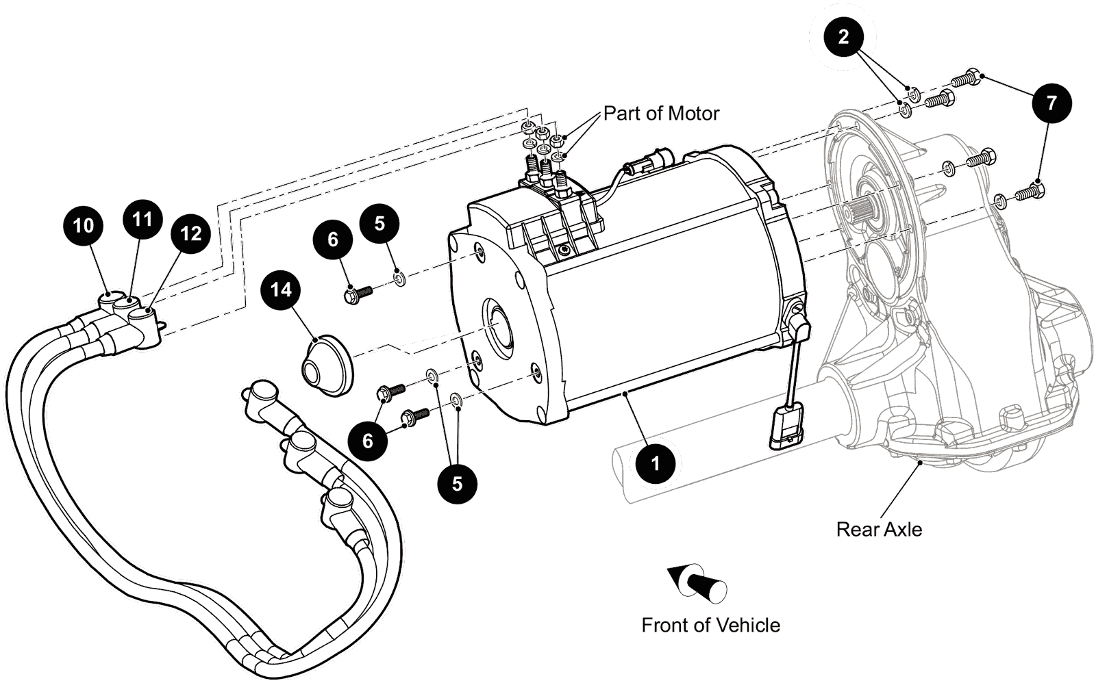 Diagram of MAHLE AC Motor AMT7167, E-Z-GO 681071 667276